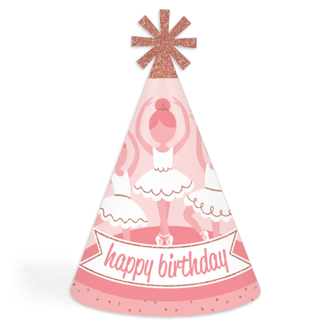 Big Dot of Happiness Tutu Cute Ballerina - Cone Happy Birthday Party Hats for Kids and Adults - Set of 8 (Standard Size)